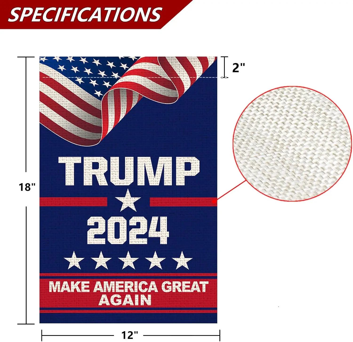 Premium Donald Trump 2024 Make America Great Again Decorative Garden Flag Double Sided 12 x 18 Inch Outside Yard Lawn Decor