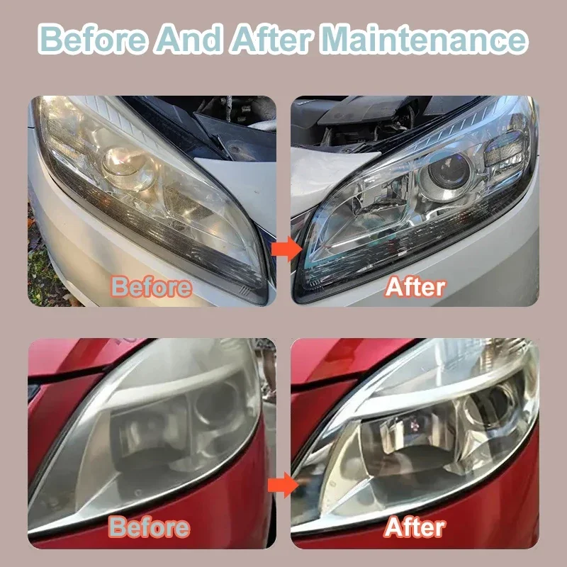 Car Headlight Restoration Polishing Kits Headlamp Scratch Remover Repair Cleaning Paste Remove Oxidation Headlight Polish Liquid