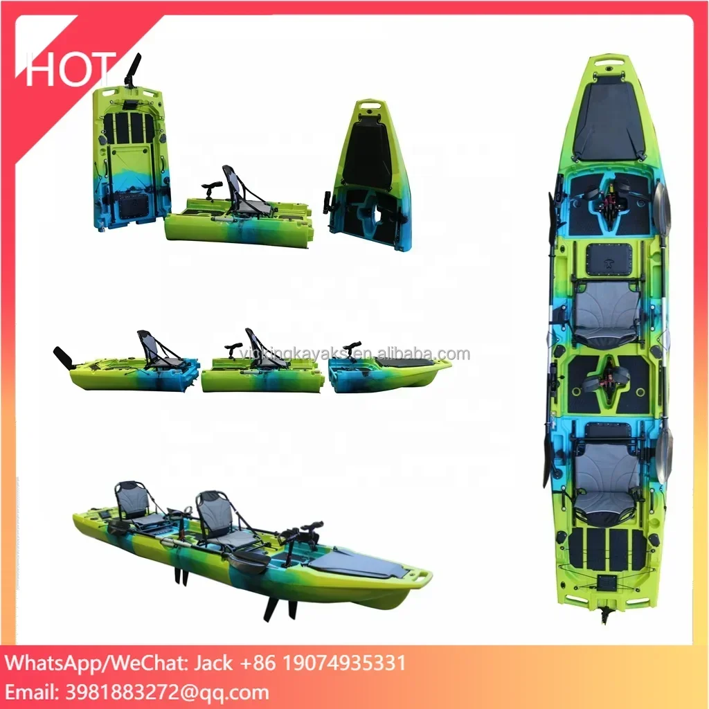 14FT 2-Person Double Pedal Sit-On-Top Kayak Modular Hard Plastic Fishing Kayak With Pedal Drive System For Ocean Waters
