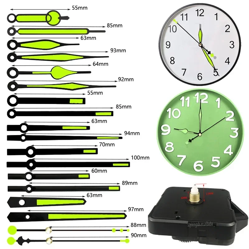 Silent Fluorescent Wall Clock Movement DIY Clock Accessories Luminous Clock Movement Wall Clocks Quartz Core