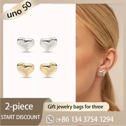 2024 Classic UNO DE 50 Fashion classic 925 Silver heart-shaped Earrings small luxury Valentine's Day jewelry gift