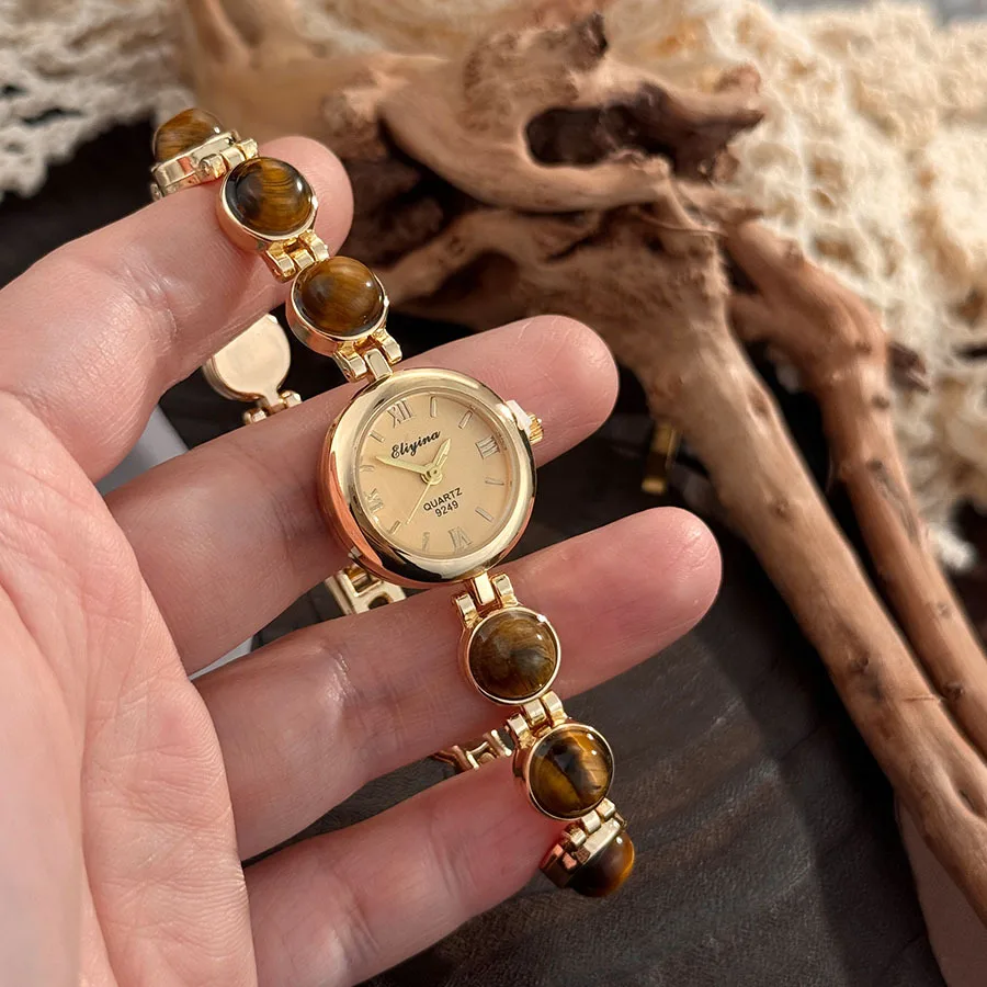Tiger Eye Stone Meilad Middle aged Peacock Stone Women's Quartz Watch Women's Turquoise Bracelet Watch
