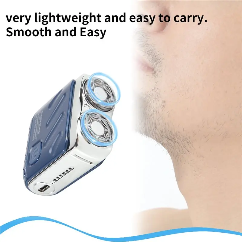 Hot Sale-Portable Beard Shaver, Rechargeable Electric Shaver Double Ring Magnetic Cutter, Mini Electrict Shaver Travel Shaver