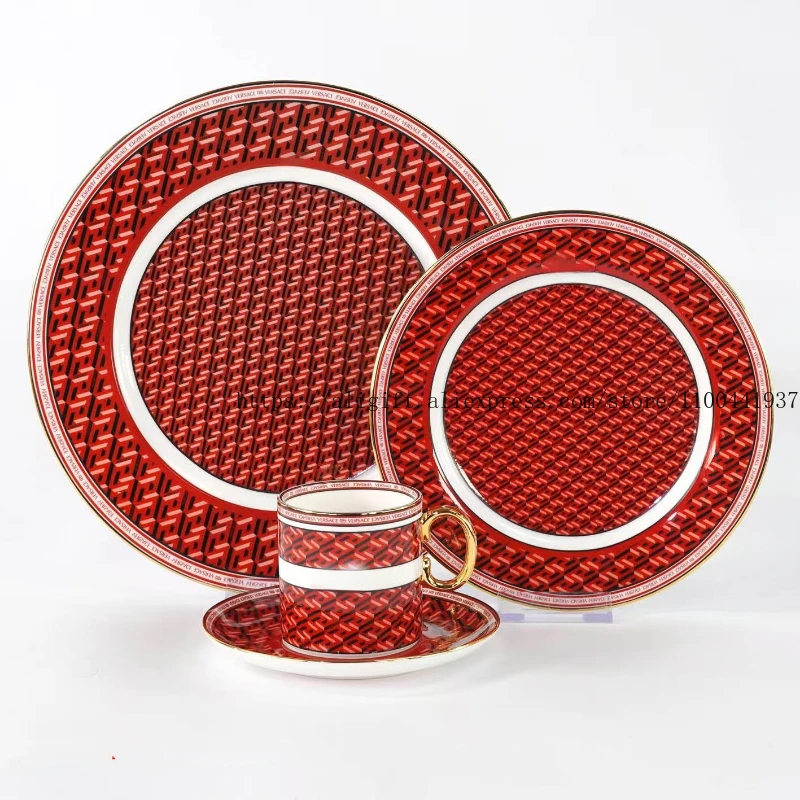 

Greek Maze Coffee Cup And Dinner Plate Set European-Style Small Luxury Household Afternoon Tea Sets