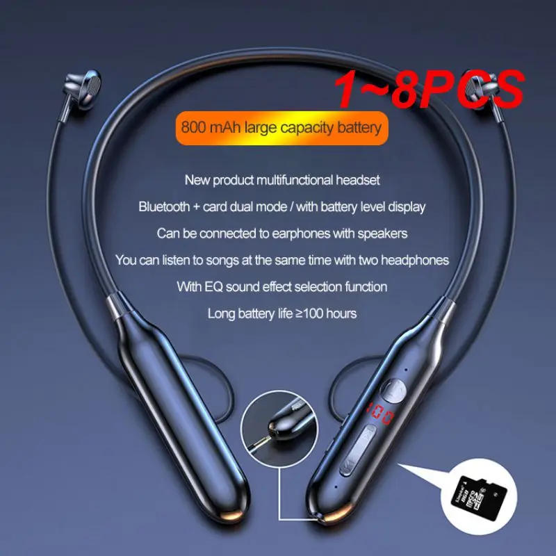 Беспроводные наушники с магнитным шейным ободом, 1-8 шт., 100 часов, водонепроницаемая Спортивная гарнитура IPX3, шумоподавляющий микрофон S720