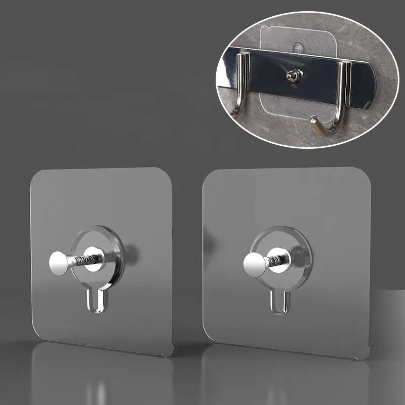 8/16/24pcs Strong Adhesive Nails Hook PVC Transparent Multi-Purpose Hooks Punch-Free Screw Stickers Photo Frame Hanging Storage