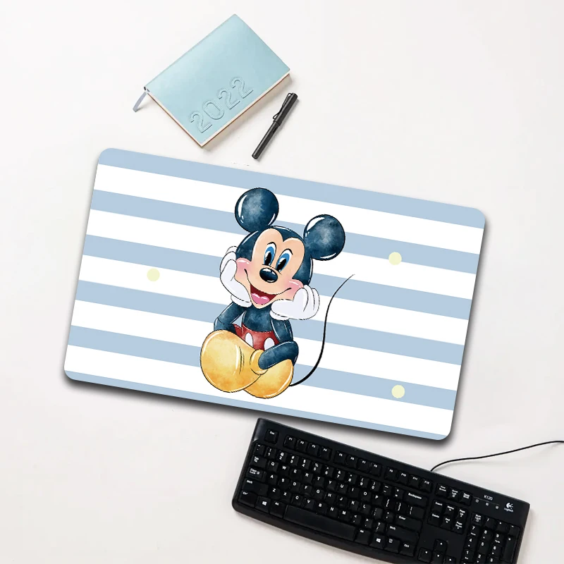 

Disney Mickey Watercolor Blue White Stripe Mickey Mouse Pad Large Non-slip Waterproof Desk Mat for Computer Laptop