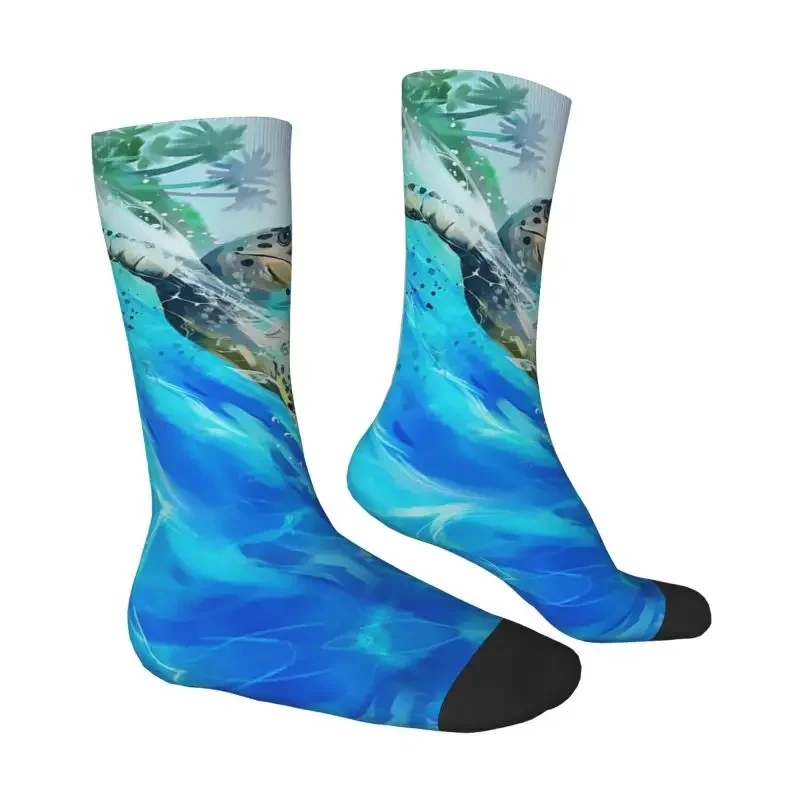 Cool Watercolor Sea Turtle Socks Women Male Men Breathable Warm Ocean Animal Sports Basketball Socks