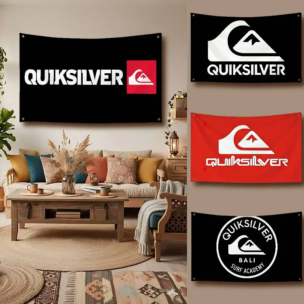 S-Surfboard Q_Quiksilvers Banner impresso em poliéster com bandeira para decoração de tapeçaria, quarto de dormitório