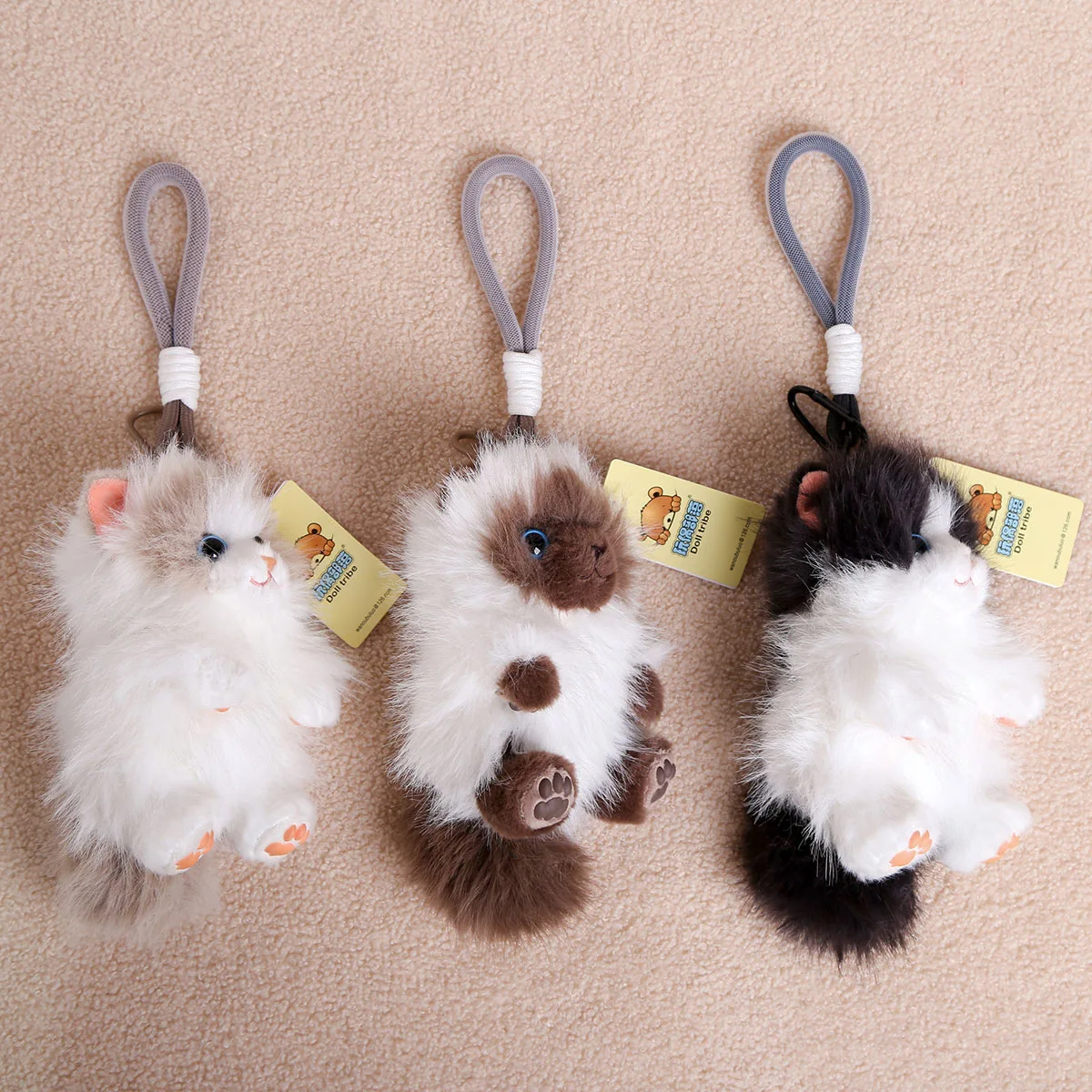 귀여운 래그돌 롱헤어 고양이 펜던트 실물 같은 플러시 펫 고양이 장난감 백팩 펜던트 만화 플러시 새끼 고양이 인형 키체인 생일 선물