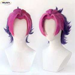 Shieda Kayn Cosplay Wig LOL Heartsteel Shieda Kayn 30cm Red Mixed Purple Heat Resistant Synthetic Hair Game Anime Wigs + Wig Cap