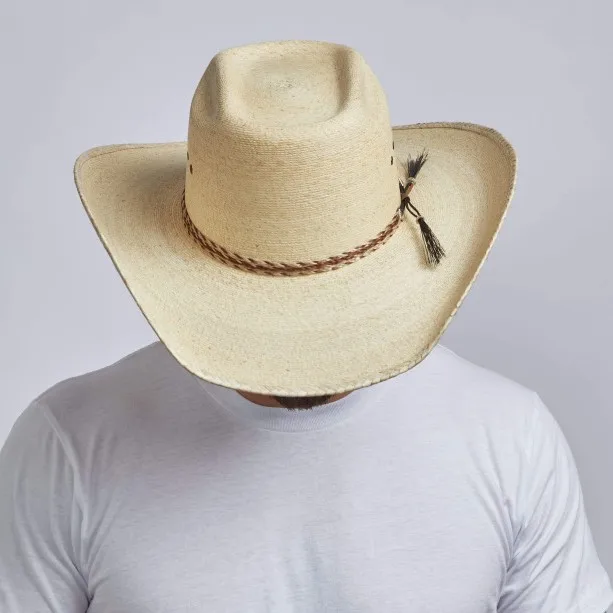 

Hot Sale Straw Grass Hand-knitted Western Panama Cowboy Hat Knight's Cap Beach Sun Hat Men