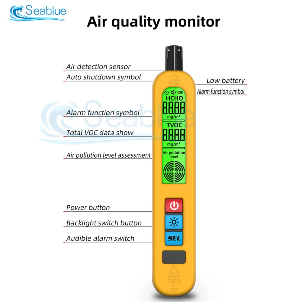 G2 Air Quality Detector Auto Alarm Formaldehyde HCHO TVOC Portable LCD Display Home Office Detection Rejected