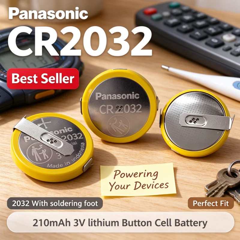 Original Panasonic #CR2032 2032 Battery With Wire Solder Tabs Disassemble Battery Wire Motherboard BIOS CMOS Battery