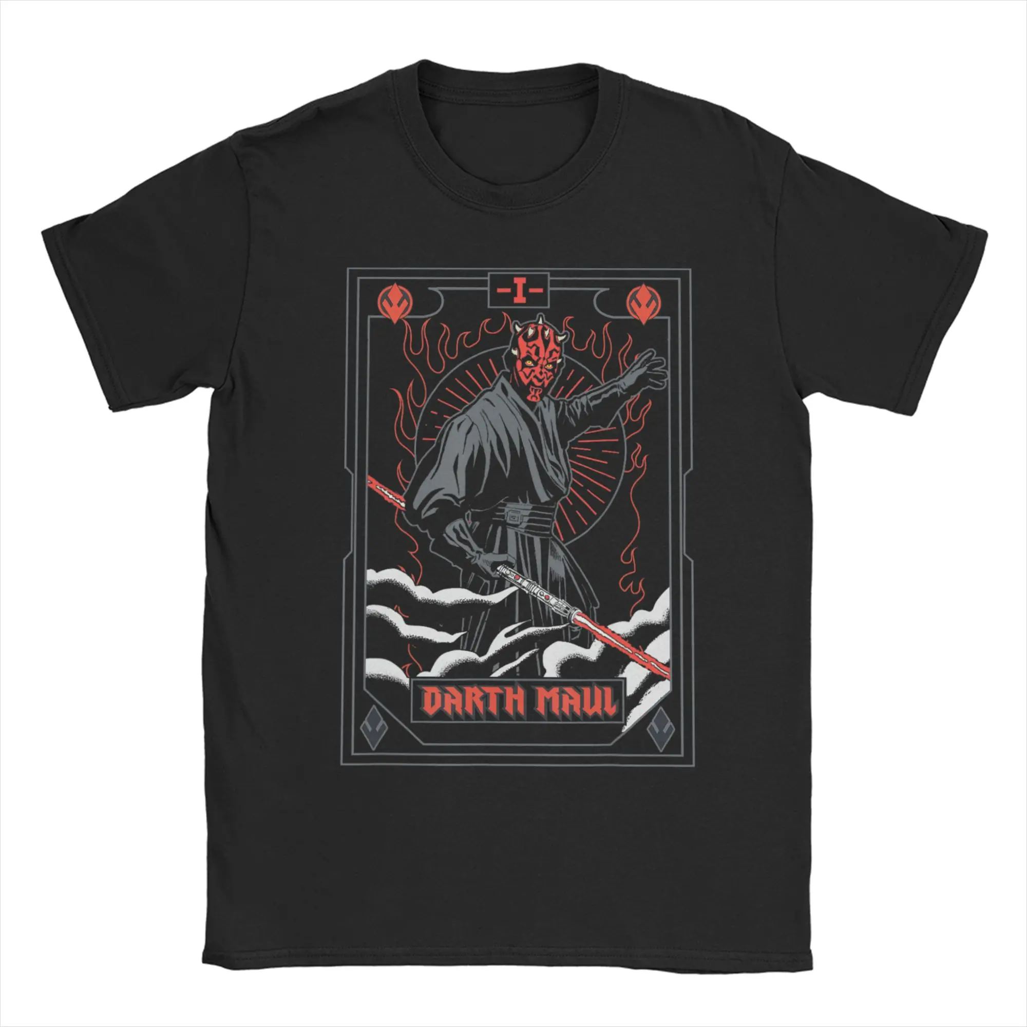 The Phantom Menace Darth Maul Tarot Card T-Shirt for Men Women Vintage 100% Cotton Tee Shirt Crew Neck T Shirt Gift Idea Clothes
