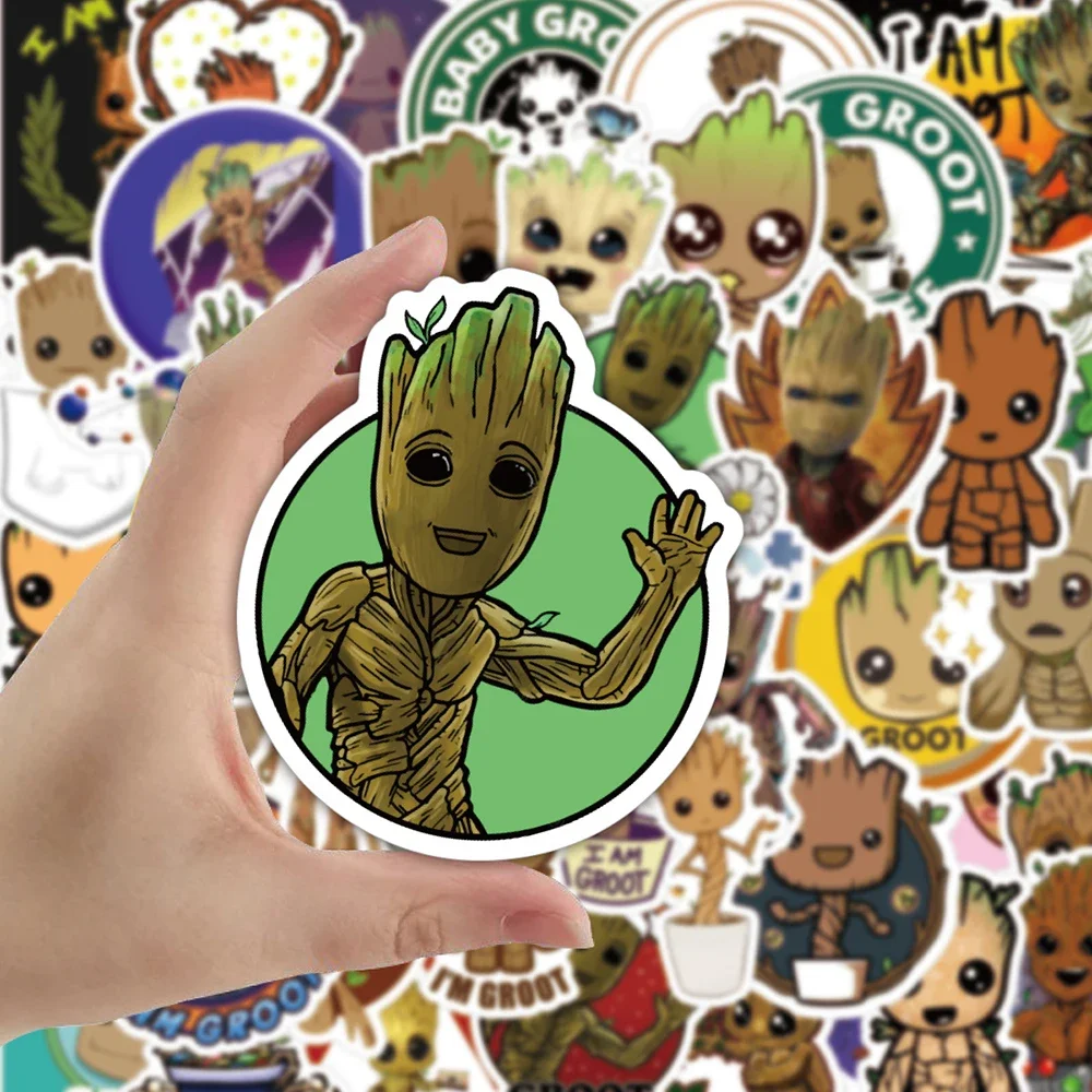 50 pegatinas de Groot de Marvel Guardianes de la Galaxia, bonitas pegatinas para niños, juguetes, decoración DIY para portátil, teléfono, equipaje, nevera, bicicleta, taza, coche, calcomanías de graffiti