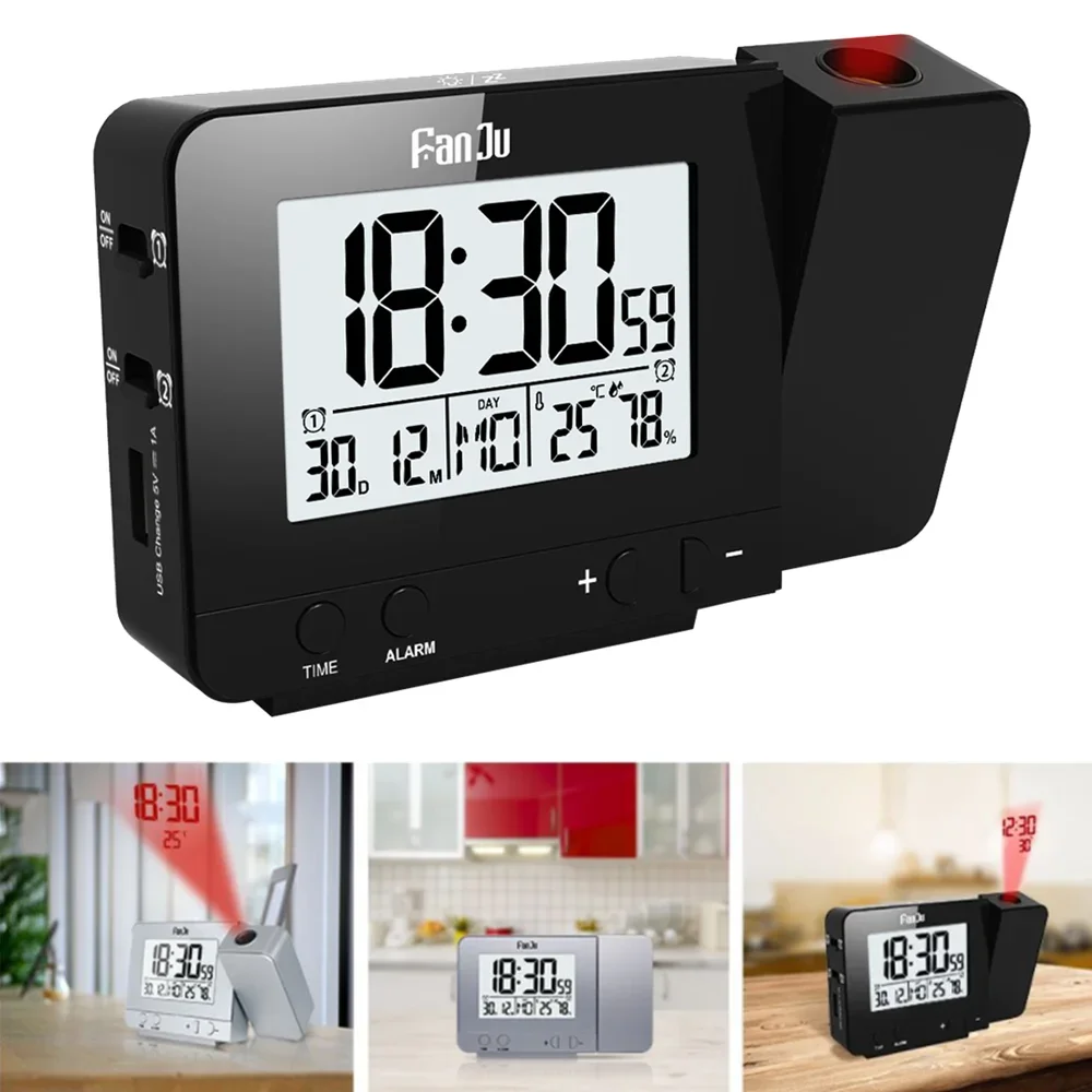 Projection Clock Digital Alarm Clock with Weather Forecast Snooze Table Clock Time Table Clock Electronic Clock Home Decoration