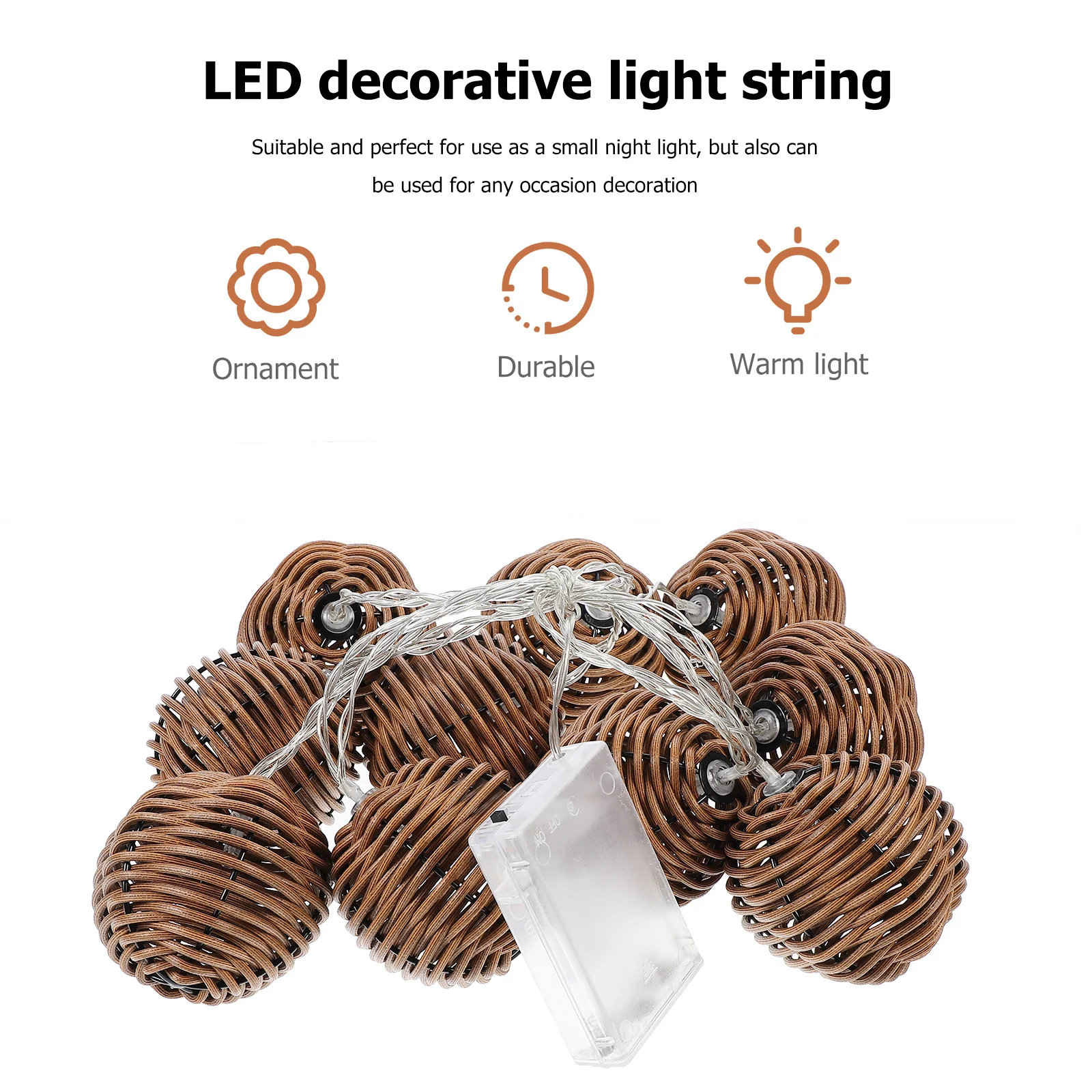 

1Set Simulation Rattan String Light Reusable LED Decor Lamp Soft Illumination Perfect for Home Party Festival Night Light