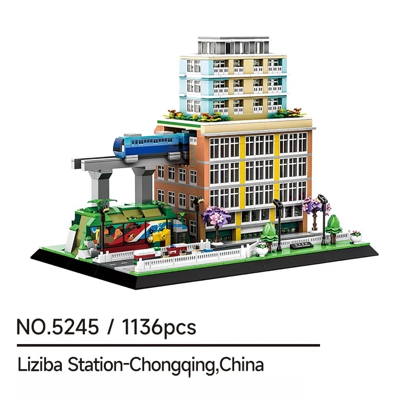Klocki konstrukcyjne SEMBO Chongqing Liziba Station, modne zabawki kreatywne do składania, edukacyjne modele, ozdoby, prezenty