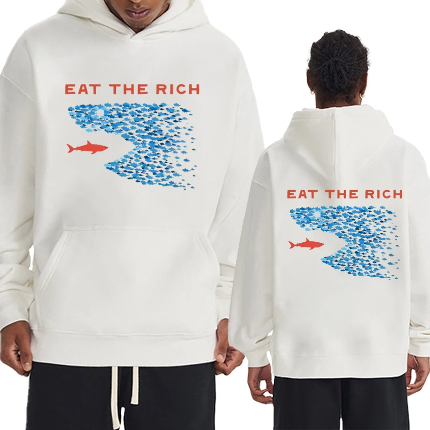 

Funny Humor Eat The Rich Double Sided printed Hoodie 2025 New Unisex harajuku Trend Casual Sweatshirt Men women Fleece pullover