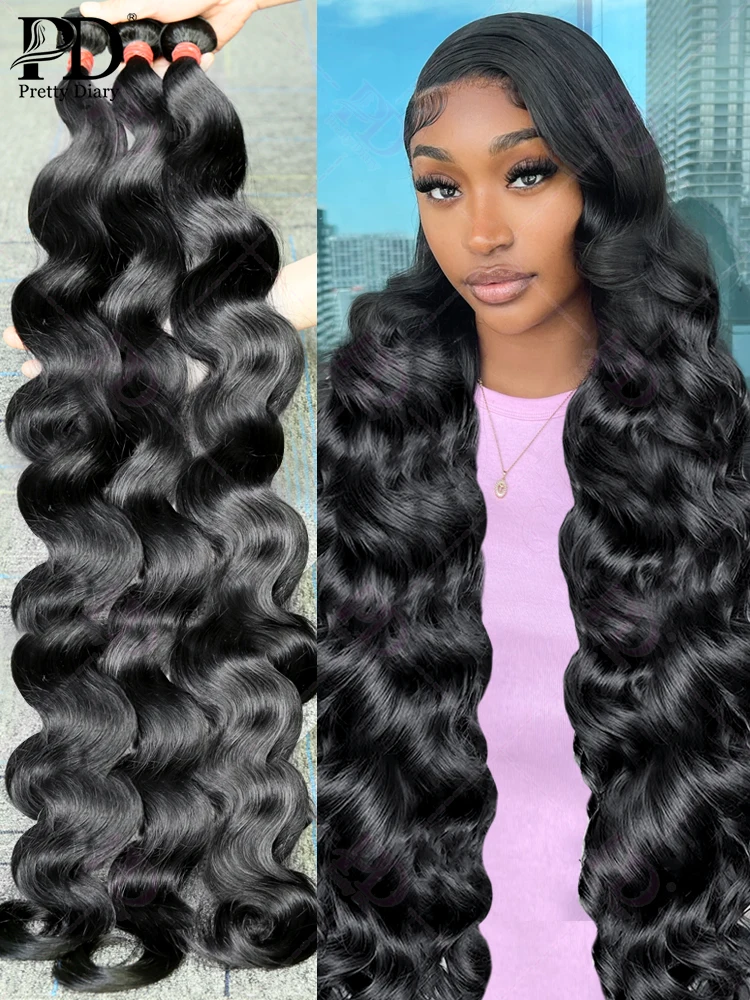 Human Hair Bundles Peruvian Hair Weave Bundles Loose Body Wave 30 32 34 inch Remy Raw Hair Extensions 1/2/3/4  Bundle Virgin Wef