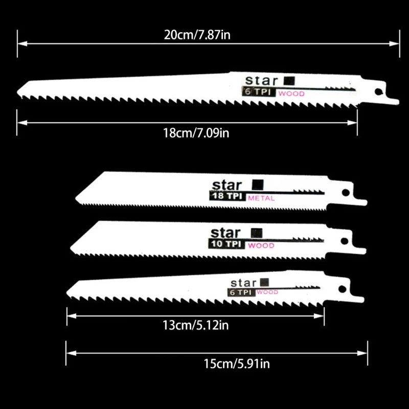 10Pcs Reciprocating Sawing Blade Two Tooth Types Carbon Steel Smooth Cutting