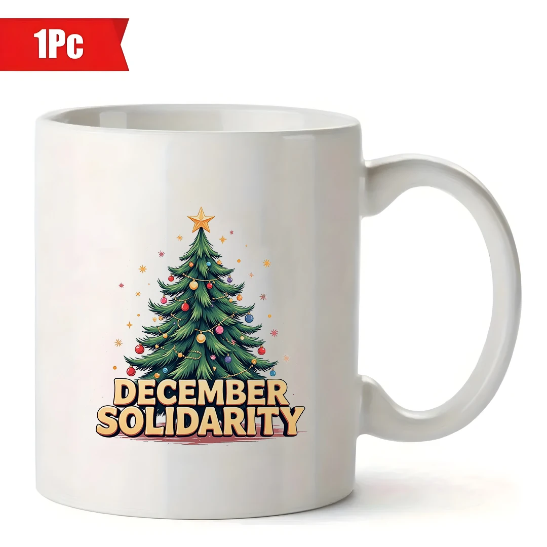 Tazza per albero di Natale in cartone animato da 11 once Palline ornamentali multicolori Tazza a tema Unity di dicembre Regalo di Natale perfetto Tazza per bambini Fami