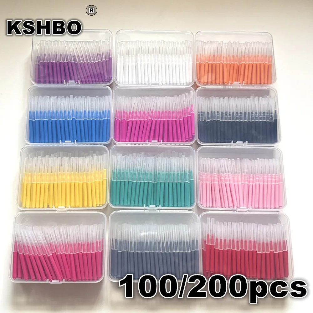 100/200pcs Colorful I-Shape Interdental Brush Picks Soft Bristles Orthodontic Tooth Gap Brush for Braces Cleaning - Dental Care