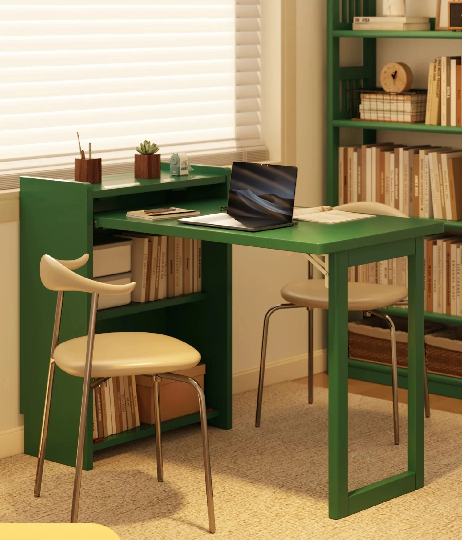 

DSA all solid wood desk foldable small apartment study table home study desk bookshelf integrated writing desk