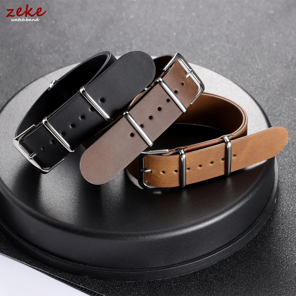 18mm 20mm 22mm Vintage Crazy Horse Leather Watchbands Black Coffee Brown Thick Watch Strap for Men Women Replacement Wristband