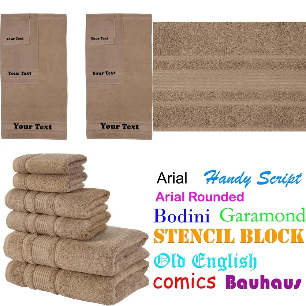 

Custom Embroidery Personalized Towel Set: 6-Piece with Names, Monograms, Initials for Kids, Adults, Travel, and Gifts