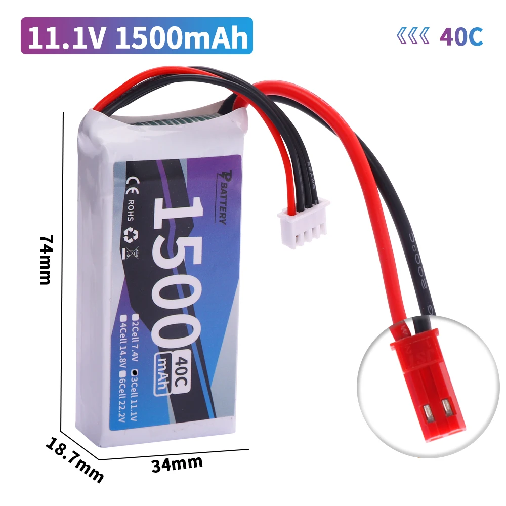 3S 11.1V 1500mAh LiPo Battery T/XT60/JST Plug for Rc Car Helicopter Airplane 11.1V Rechargeable Lipo Battery For WLtoys V950