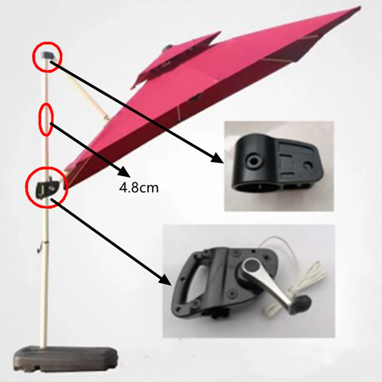 Replacement Crank Handle for Patio Umbrella Metal ABS Garden Awning Accessory for Cafe Hotel Courtyard Secure Use