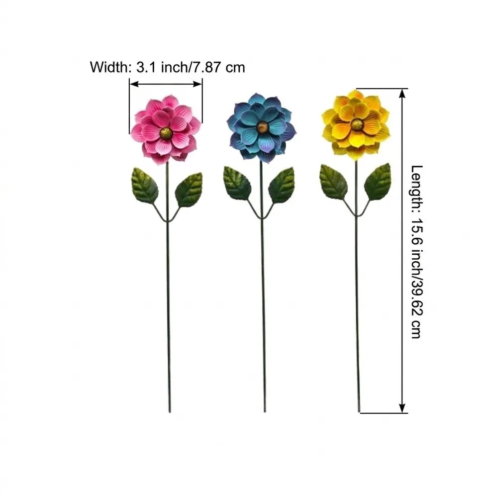 Ornamental Metal Flower Stakes for Exterior Landscaping with Iron Body and Artistic Floral Geometry for Garden Visual Layering