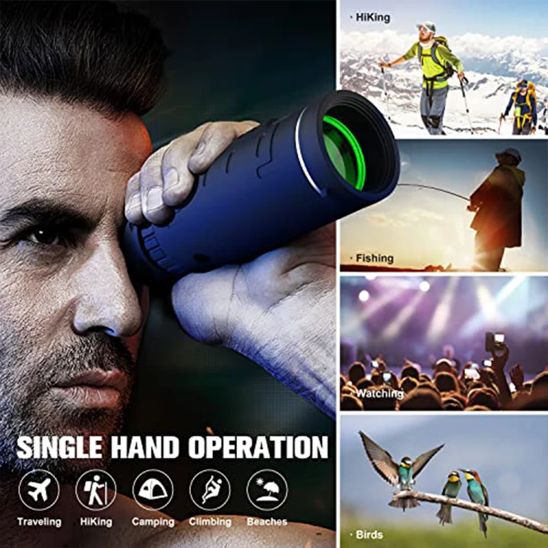 DISCOVER 40X60 Powerful Telescope Monocular HD Zoom Powerful Telescope Monocular with SmartPhone Holder For Hunting Camping Tool