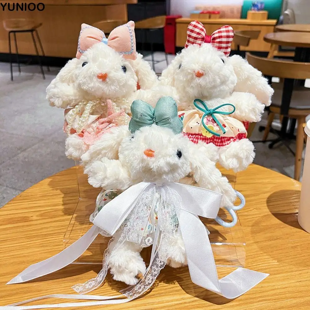 

Bow Plush Rabbit Keychain Princess Pearl Dress Stuffed Rabbit Doll Keyring Soft Kawaii Drooping Ear Rabbit Pendant