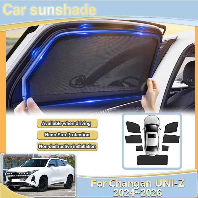 

Для Changan UNI-Z 2025 Volga K40 2024 ~ 2026 боковой автомобильный солнцезащитный козырек, сетчатый солнцезащитный козырек, солнцезащитный крем, блокирующий свет, теплоизоляционные аксессуары