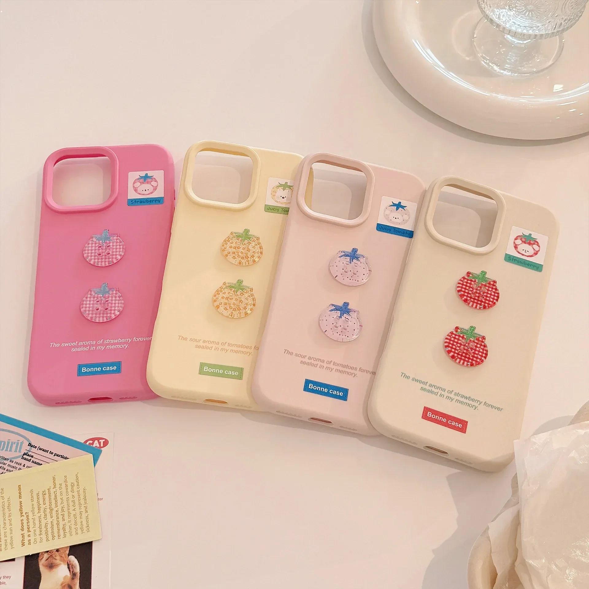 New Colorful Checkered Tomato Button Phone Case for IPhone17 16 15 14 12 13 11 Pro ProMax Plus X XR Shockproof Phone Cover