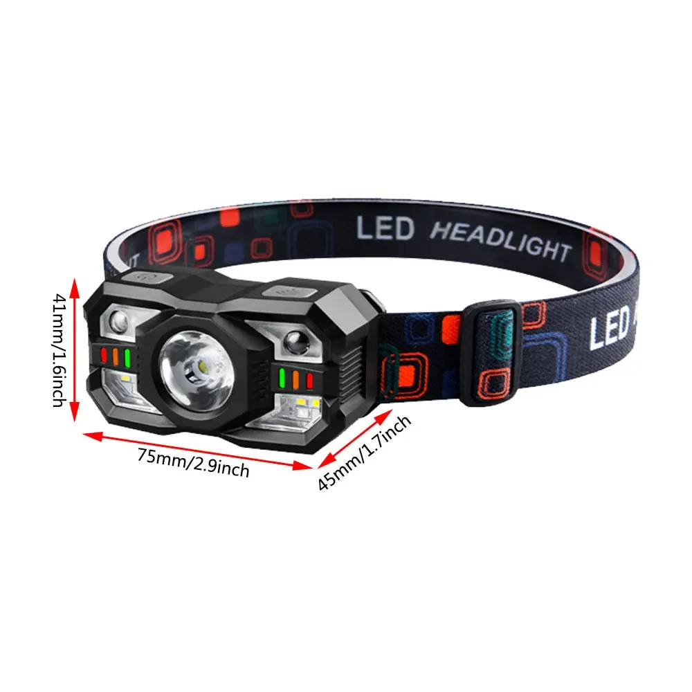 Led Induction Headlamp USB Headwear Strong Light Sensor Flashlight Night Fishing Light Waterproof Head Flashlight for Camping