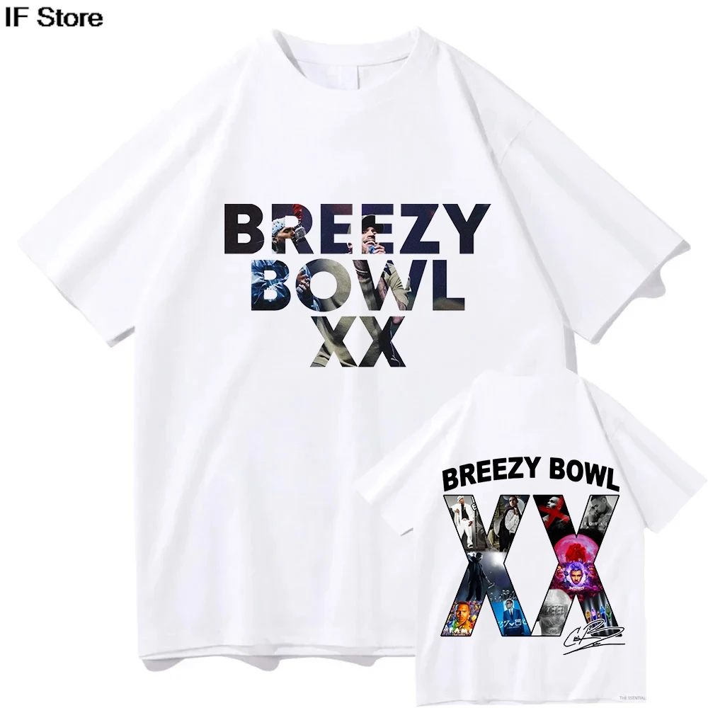 Rapper chris brown tour breezy bowl xx camiseta hip hop moda masculina o-pescoço t camisa de algodão de grandes dimensões casual t streetwear