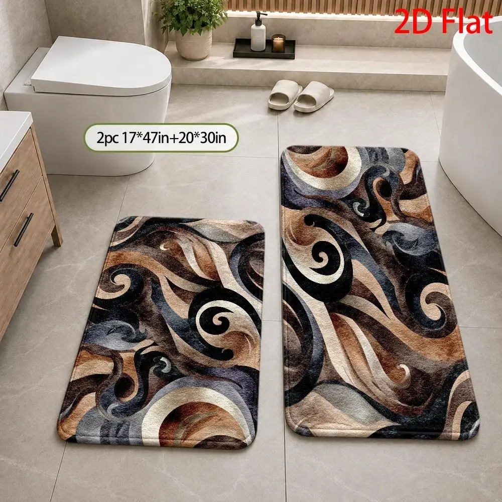 Luxury Abstract Swirl Pattern Area Rug Bathroom Mat Entryway Floor Runner Modern Decorative Carpet Tile for Home Decor Bathroom