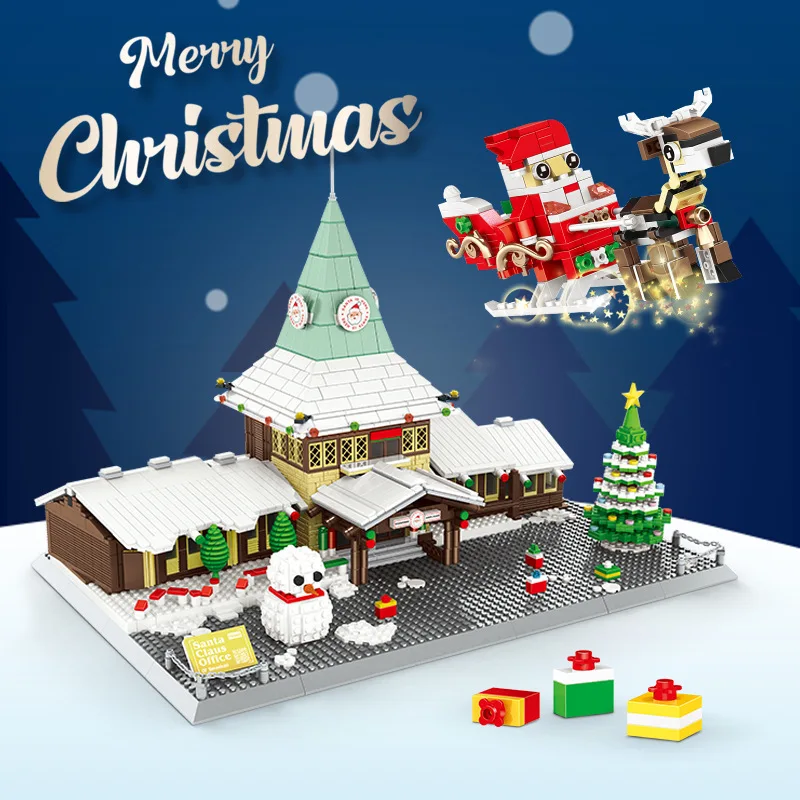 Wange Blocks Architecture Santa Claus Office Building Bricks Beautiful House Juguetes Educational Toys for Children Gifts 6218