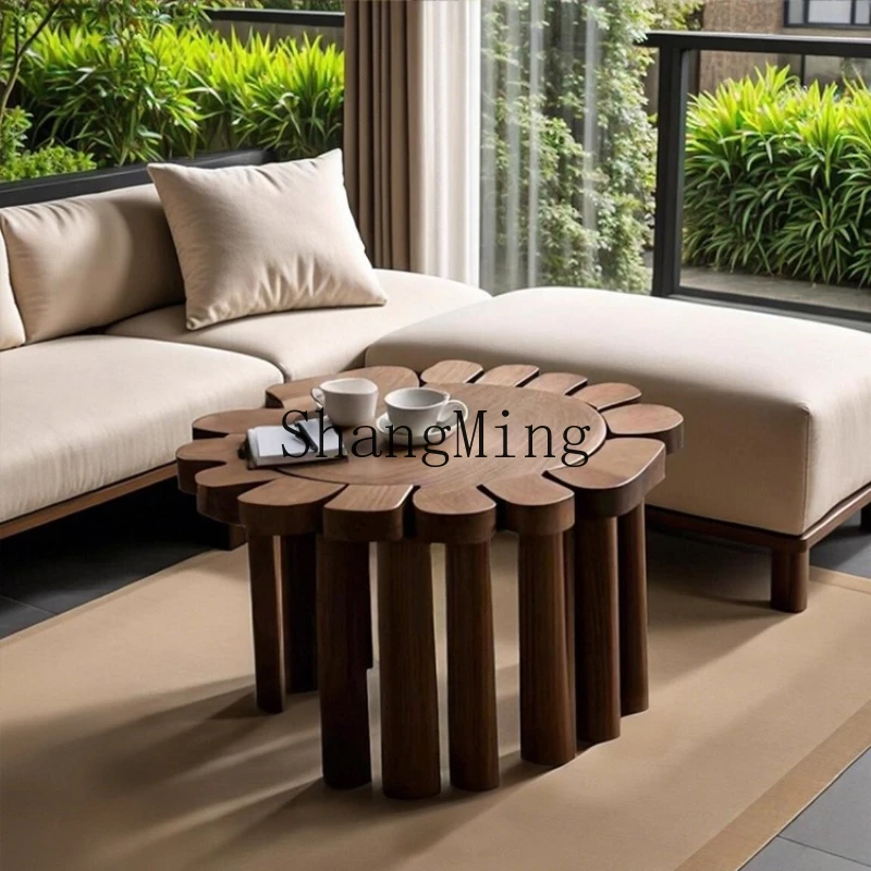 

ZYY medieval solid wood sofa side few wabi wind living room creative corner few small coffee table