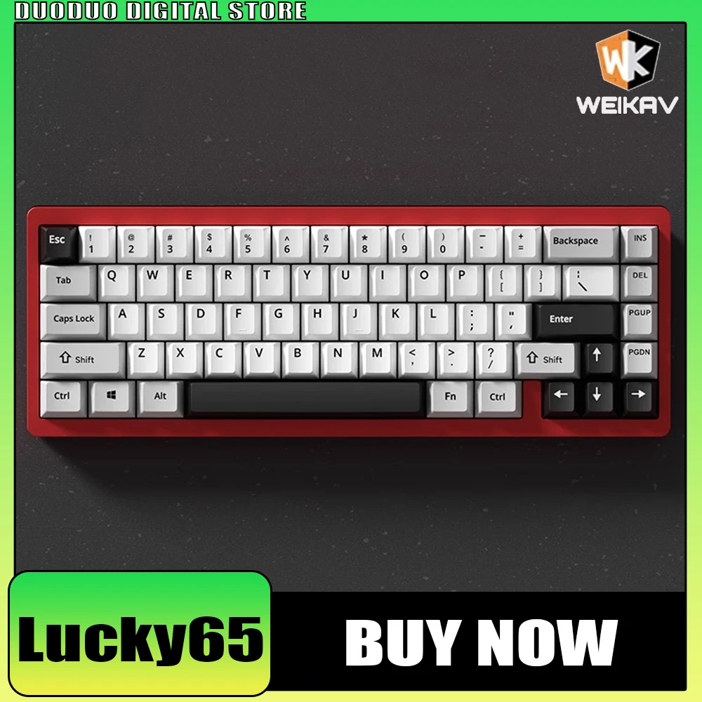 

Weikav Lucky65 Mechanical Keyboard Three Mode Aluminium Alloy RGB Customized Wireless Gaming Keyboard Hot Swap Pc Gamer Office