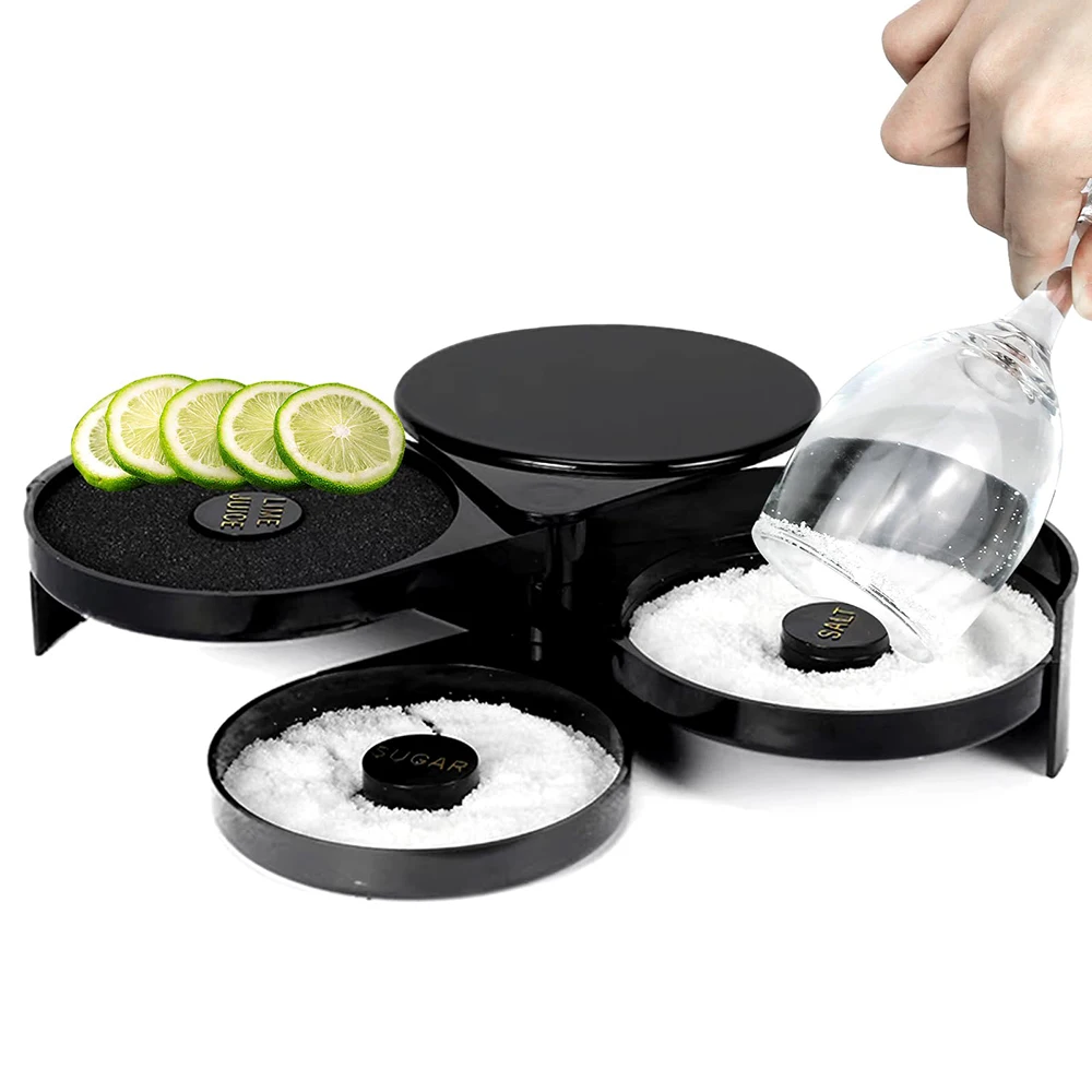 3-уровневая вращающаяся коробка для перемешивания соли, сахара, коробка для сока, коктейлей, приправ, фрезеры для бармена, инструменты, аксессуары для бара