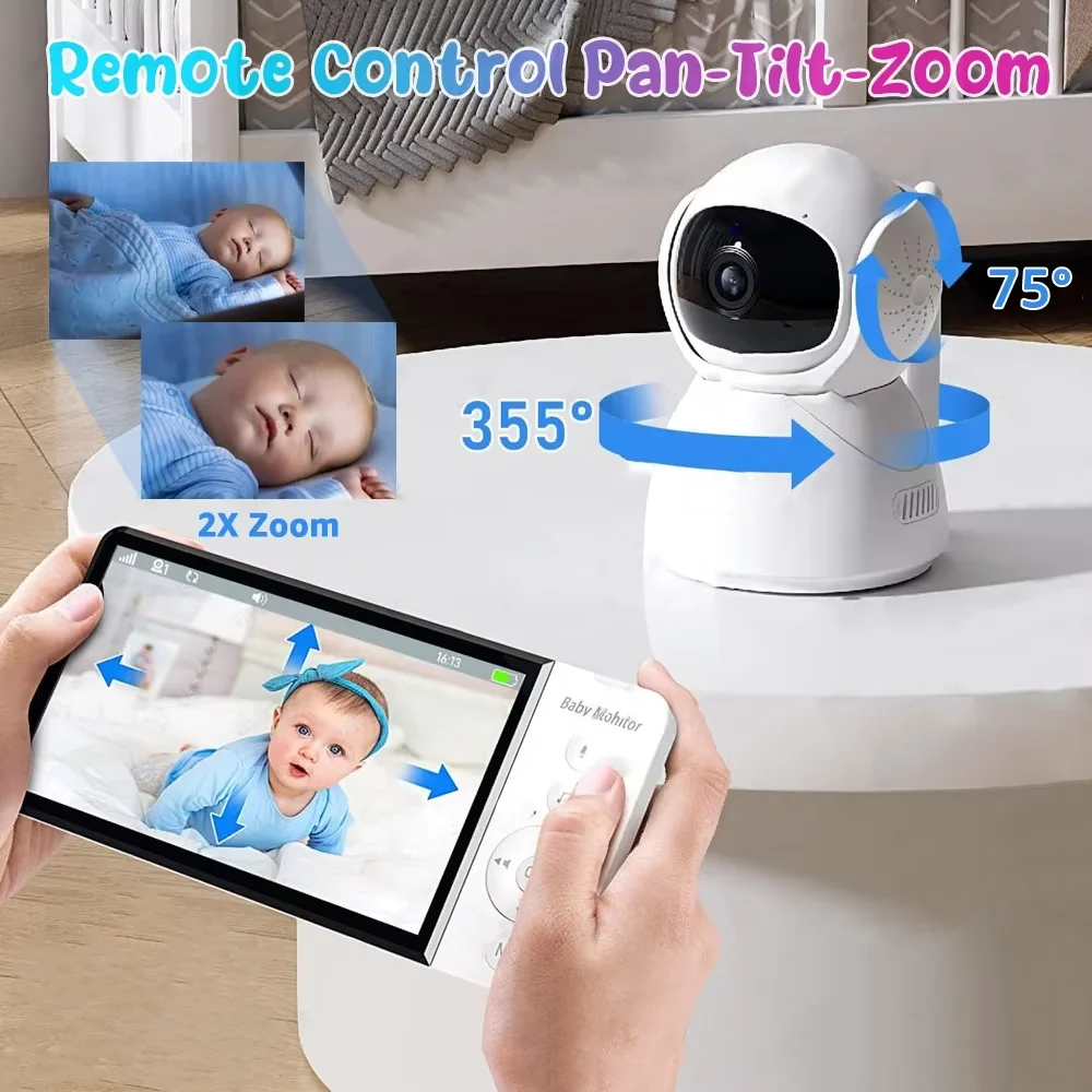 

Baby Monitor Scurity Potection Cmera for Kids 5"IPS Screen 5000mAh Battery Night Vision 2-Way Audio Video Child Camera