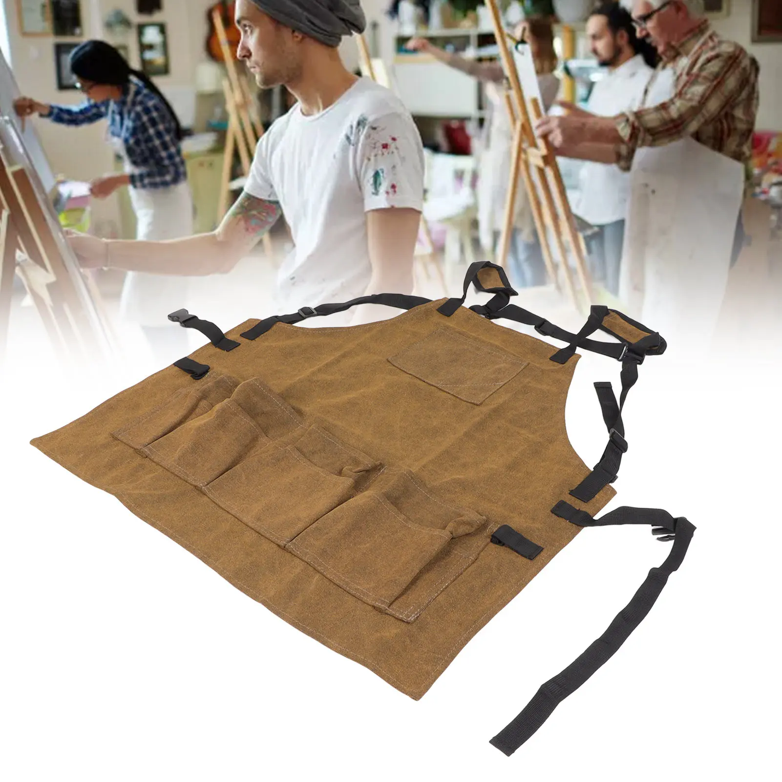 

Woodworking Apron Thick Shoulder Pads Adjustable Strap Work Apron with 9 Pockets for Women Men Working Tool Apron Workshop Apron