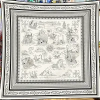 Tenun Fashionable Large Square Scarf For Women's Autumn/Winter Warm Genuine Silk Wool Shawl Wrap High Quality Velvet Like