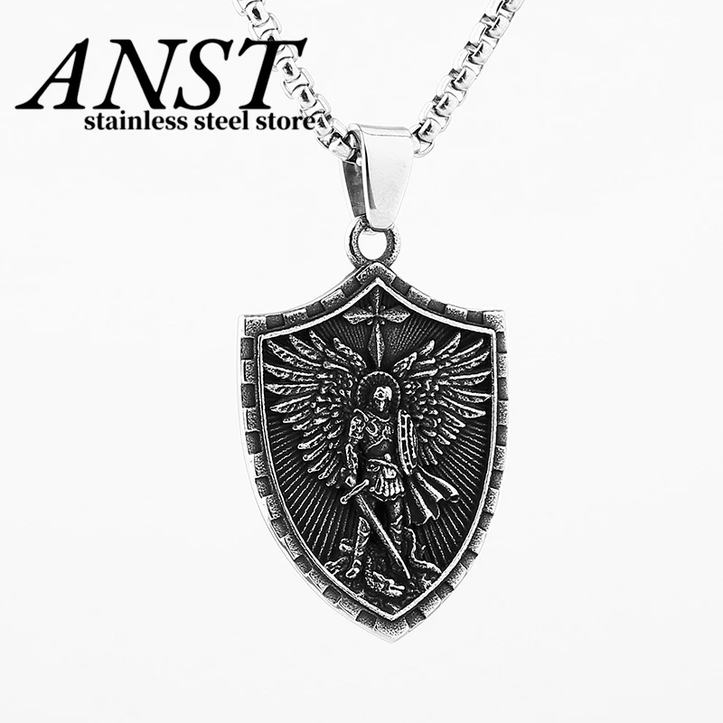 Exquisite Shield Protection Angel Wing Pendant Necklace Western Angel Faith Guardian Necklace Birthdays Party Anniversary Gift