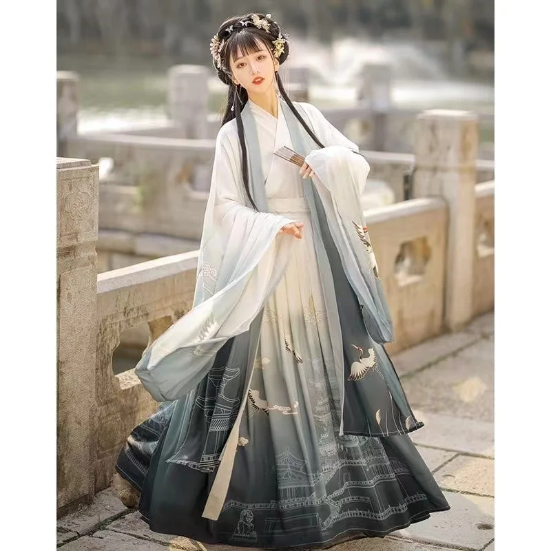 Hanfu Traditional Chinese Weijin Period Printing Hanfu Dress Set Niche Fashion Lovers Girlfriends Cosplay Clothes